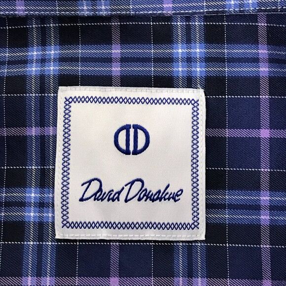 David Donahue Long Sleeve Button Up Shirt Men's XL Plaid 100% Cotton Workwear - Picture 10 of 12